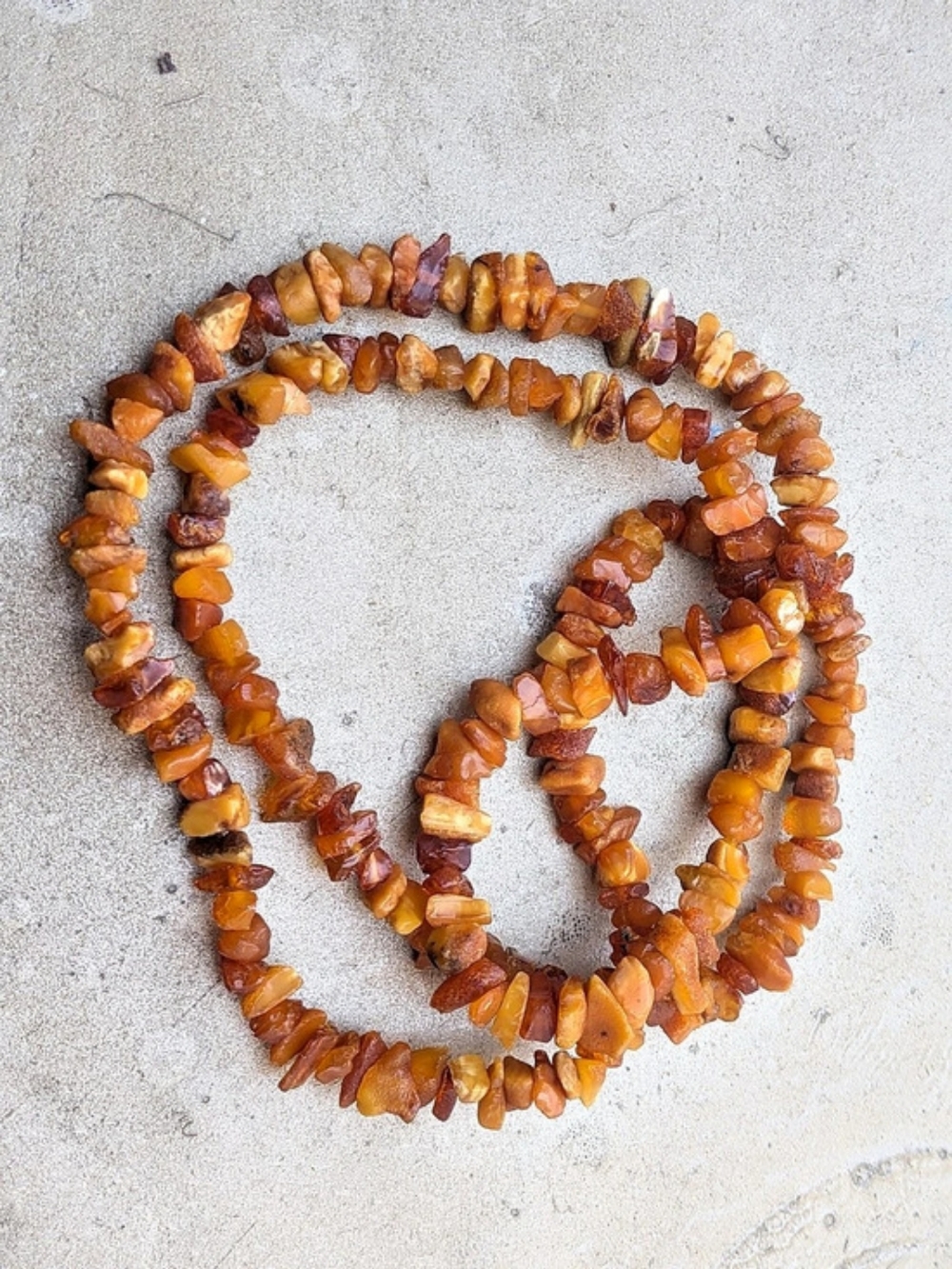 Vintage Genuine Amber Chip Statement Necklace 27”